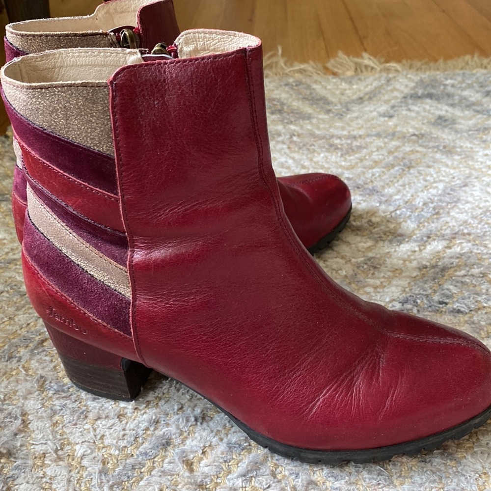 Jambu Wine Multi Leather Ankle Booties - Picture 5 of 10